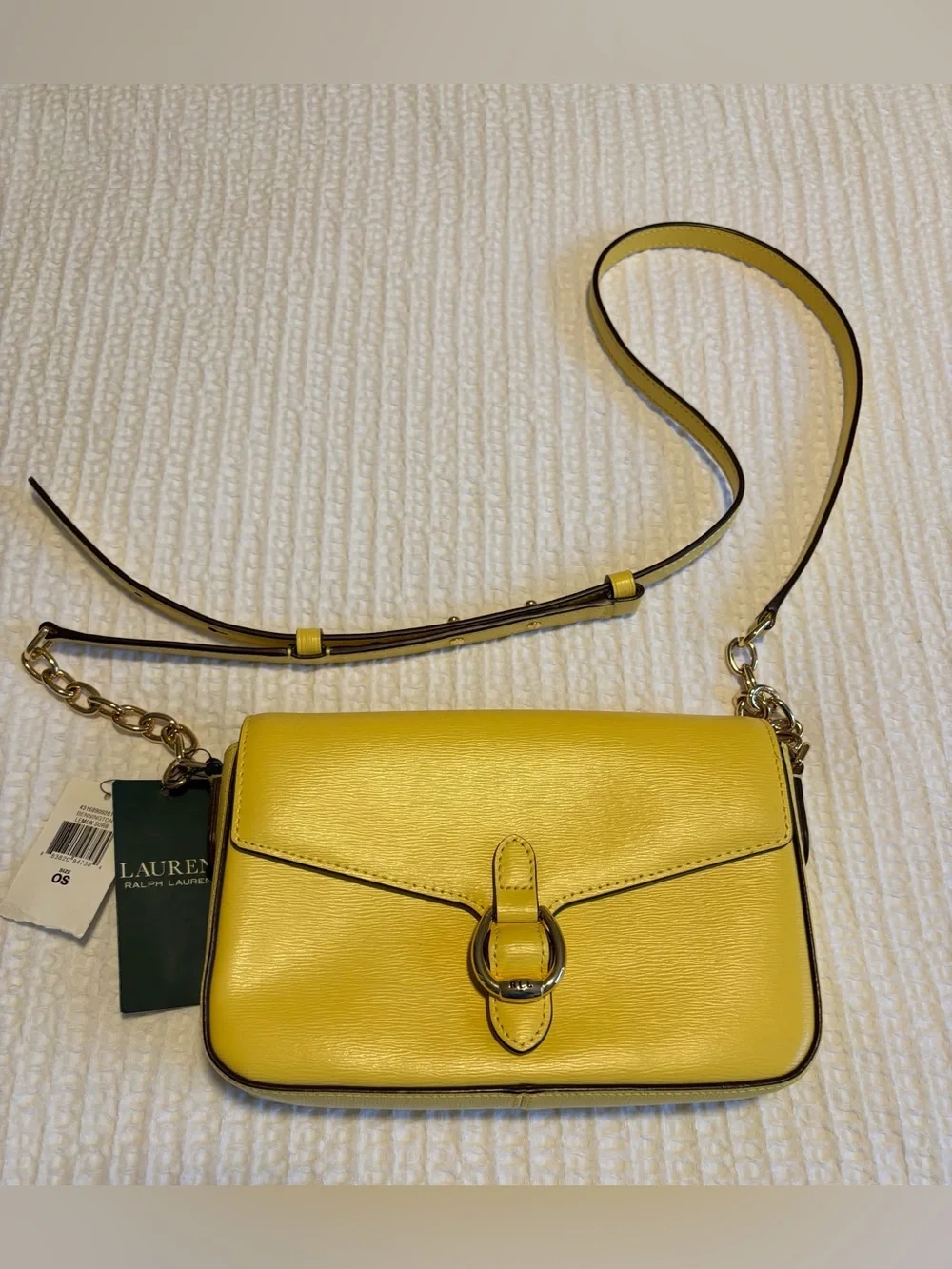Lauren Ralph Lauren Yellow Leather Crossbody Bag New with Tags